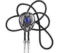 STARBRILLIANT Cravate à Griffes D'ours Western Cowboy à La Mode Malachite Bolo Cravate Pour Hommes Corde En Cuir Noir(Navy blue)