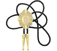 STARBRILLIANT Cravate Vintage Western CowBoy Or Initiale A À Z Cravate CowBoy Bolo Avec Bord Doré Motif Rétro Européen Iniziale (C)