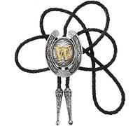 STARBRILLIANT Fashion Cowboy Western Tie Gold Initial A à Z Cowboy Bolo Tie Avec Bordure En Fer à Cheval Gris Argenté (W)