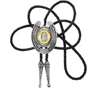 STARBRILLIANT Fashion Cowboy Western Tie Gold Initial A à Z Cowboy Bolo Tie Avec Bordure En Fer à Cheval Gris Argenté (O)