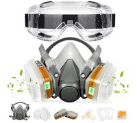 STARBST Masque respiratoire à gaz avec filtres - Demi-masque de protection au charbon actif avec lunettes de sécurité, masque de sécurité pour ponçage, moules, peinture, produits chimiques, vapeurs