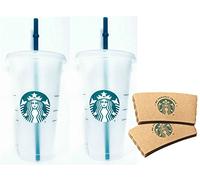 Starbucks Ensemble de gobelets réutilisables pour boissons glacées givrées de 709,8 ml avec manchons
