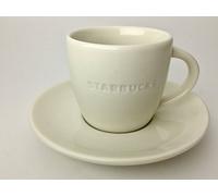 STARBUCKS Ensemble tasse à expresso et soucoupe blanche avec gravure BENTURE