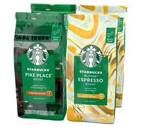STARBUCKS Pike Place Roast, Blonde Espresso Roast Café en Grains 450g (Pack de 4)