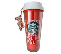 STARBUCKS PSL Gobelet à latte citrouille épices avec couvercle, poignée et breloque 473 ml