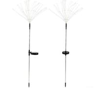 Starburst Lot de 2 feux d'artifice solaires d'extérieur pour jardin Starburst Lampe décorative étanche IP65 8 modes Blanc chaud et couleur (150 lumières chaudes)