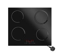 STARCHARTS Plaque de cuisson électrique à induction avec verre ILVA italien, 13 A, Plug and Play, 4 zones intégrées 2800 W, boost, pause, verrouillage enfant, noir mat, style cercle moderne