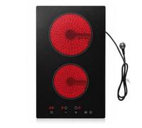 STARCHARTS Plaque de Cuisson Vitrocéramique 2 Feux 3000W Avec Prise | 9 Niveaux de Puissance,Commande Tactile,Minuterie 1-99 Min,Verrouillage Enfants,Arrêt Automatique,Nettoyage Facile