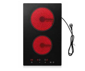STARCHARTS Plaque de Cuisson Vitrocéramique 2 Feux 3000W Avec Prise | 9 Niveaux de Puissance,Commande Tactile,Minuterie 1-99 Min,Verrouillage Enfants,Arrêt Automatique,Nettoyage Facile