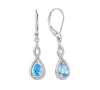 Starchenie Infini Dangle Drop Boucles d'oreilles en Argent 925 Twisted Leverback Boucles d'oreilles Pierres précieuses Bijoux pour Femme