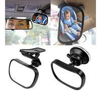 Starcrafter 2 en 1 Retroviseur De Surveillance Réglable avec Ventouse et Clip Miroir de Voiture pour Bébé avec Incassable Sécurité Surface Convient à Toute Voiture (85×50mm)