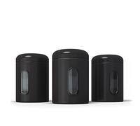 stardis Lot de 3 bocaux de conservation 0,9 l avec couvercle et fenêtre de visualisation pour aliments - Boîtes de rangement robustes en métal pour café, thé, céréales, café, revêtement anti-traces de