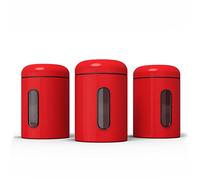 stardis Lot de 3 bocaux de conservation 1,9 l avec couvercle et fenêtre de visualisation pour aliments - Boîtes de rangement robustes en métal pour café, thé, céréales, café, revêtement anti-traces de