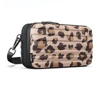stardis Unibag Sac à bandoulière avec bandoulière Fermeture éclair Mini valise imperméable Sac à main Poches intérieures Trousse de maquillage rigide à suspendre pour homme et femme, Effet léopard