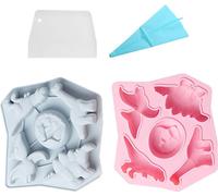 Stareal 2 pièces dinosaures moules à cake pop en silicone, antiadhésif, moules à gâteaux snacks insolites Pour bonbons, cupcakes, pain de maïs