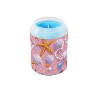 Starfish Pearl Pink Retro Réutilisable Pet Paw Cleaner Cup with Soft Silicone Brush Feet Cleaning Kit for Small Medium Dogs and Cats