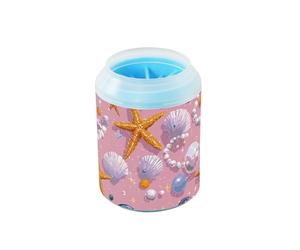Starfish Pearl Pink Retro Réutilisable Pet Paw Cleaner Cup with Soft Silicone Brush Feet Cleaning Kit for Small Medium Dogs and Cats