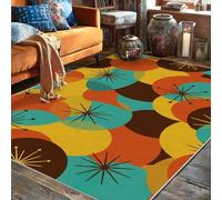 Starflare Tapis moderne du milieu du siècle, style rétro du milieu du siècle, motif cercle en spirale, turquoise, envers antidérapant, tapis esthétique pour salon, chambre à coucher, décoration