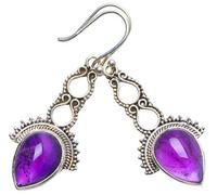 StarGems Argent 925 Amethyst Unique fait à la main Boucle d'oreille 4,45cm Violet X3902