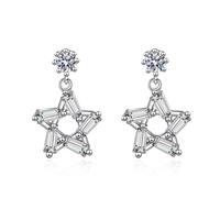 StarGems® Étoiles 0.1cttw Moissanite Boucles d’oreilles en argent 925 plaqué platine EX016