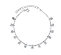 StarGems® Minimalisme 1.3cttw Moissanite Bracelet Ajustable Plaqué Platine en Argent Sterling 925 Pour Femmes 16+5cm BX037