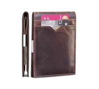 STARHIDE Portefeuille fin minimaliste pour homme avec pince à billets et blocage RFID - Poche avant ultra fine à deux volets - Boîte cadeau parfaite, Marron crunch, 9cm x 11.5cm, Décontracté