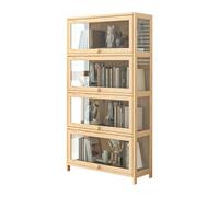 STARHMLUX Bibliothèque 30 cm de Largeur Etagere Rangement Bois avec Porte d'armoire Visuelle en Acrylique Bibliothèque Cubique pour Salon Bureau Chambre Natural wood-4F 50cm