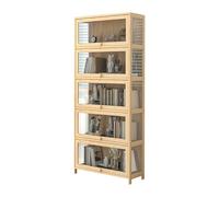 STARHMLUX Bibliothèque 30 cm de Largeur Etagere Rangement Bois avec Porte d'armoire Visuelle en Acrylique Bibliothèque Cubique pour Salon Bureau Chambre Natural wood-5F 50cm