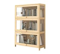 STARHMLUX Bibliothèque 30 cm de Largeur Etagere Rangement Bois avec Porte d'armoire Visuelle en Acrylique Bibliothèque Cubique pour Salon Bureau Chambre Natural wood-3F 50cm
