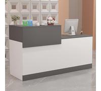 STARHMLUX Comptoir de réception avec Tiroir, Comptoir d'accueil avec Rangement, Bureau de Réception en Bois, pour Salon de Beauté ou Hall d'Entrée Warm White + Gray 100cm