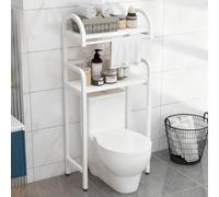 STARHMLUX Etagere WC Imperméable avec Porte-Serviettes, Etagere Rangement Salle De avec étagères, Meuble WC Rangement Gain De Place White 2F-70cm