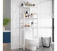 STARHMLUX Etagere WC Imperméable avec Porte-Serviettes, Etagere Rangement Salle De avec étagères, Meuble WC Rangement Gain De Place White 3F-70cm