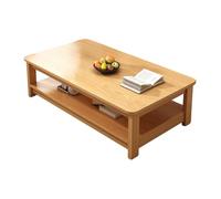 STARHMLUX Table Basse Rectangulaire Rangement - Table Basse Bois Cadre en Bois Massif Conception à Double Couche Adapté aux RéUnions aux éTudes et au Bureau Natural 47.2 * 23.6 * 17.7in