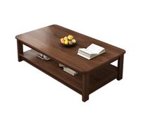 STARHMLUX Table Basse Rectangulaire Rangement - Table Basse Bois Cadre en Bois Massif Conception à Double Couche Adapté aux RéUnions aux éTudes et au Bureau Walnut 39.4 * 19.7 * 17.7in
