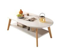 STARHMLUX Table Basse Salon Bois - Table Basse Ronde Double Fonction de Rangement Pieds en Bois Massif Convient au Salon et à la Salle à Manger Warm White 39.4 * 19.7 * 17.7in