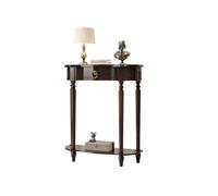 STARHMLUX Table Console Demi-Lune avec étagèreInférieure et Tiroir, Bois Massif Table d'Entrée pour Hall et Couloir, Meuble de Rangement Demi-Cercle Moderne pour Séjour Black 110cm