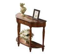 STARHMLUX Table Console Demi-Lune avec Tiroir et étagère Inférieure, Bois Massif Table d'Entrée pour Hall et Couloir, Meuble de Rangement Moderne pour Séjour Dark Walnut 100cm
