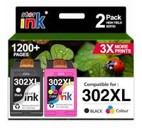 starink 302XL 302 XL pour Cartouches HP 302 HP 302 XL Compatible avec HP Envy 4525 4527 4520 DeskJet 1110 2130 Officejet 3830 (Noir Couleur, 2 Pack)