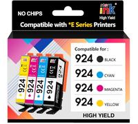 Starink 924 Lot de 4 Cartouches d'encre Compatibles avec HP 924 924e pour HP OfficeJet 8120e 8122e 8124e 8125e pour OfficeJet Pro 8130e 8132e 8134e 8138e 8139e (4 Pièces, Pas de Puce)