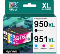 Starink 950XL 951XL Lot de 4 Cartouches d'encre Compatibles avec HP 950 951 XL Officejet Pro 8600 8610 8100 8615 8616 8620 8625 8630 8640 8660 251dw 276dw, Noir Cyan Magenta Jaune