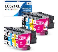 Starink LC521XL LC521XLVAL Compatible avec Cartouche Brother LC521 Lot de 8