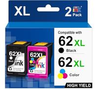 Starink Lot de 2 cartouches d'encre XL compatibles avec HP 62 Noir Couleur 62XL pour 5540 5640 5544 5660 HP OfficeJet 200 5740 5745 8040 (noir/couleur)