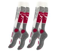 STARK SOUL Chaussettes pour femme, Blanc lain/gris/rouge