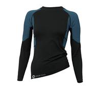 STARK SOUL sous-vêtements Techniques Microfibre pour Femme - T-Shirt Manches Longues, Noir et Turquoise, L/XL
