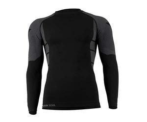 STARK SOUL Vêtement Fonctionnel Couche de Base, Chemise Noir/Gris, S/M Homme