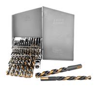 Stark USA Lot de 29 forets Jobber pour gaucher M2 HSS Tri-Flat Shank Twist Reverse Drill Bits Noir/Or de 1,6 cm à 1,27 cm