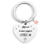STARKET Cadeau Atsem Noel Porte Clef Femme Cadeaux Maitresse Noel Cadeau Maitresse D'École Cadeaux Atsem Creche Institutrice Nounou Femme Homme Noel