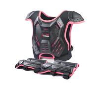StarknightMT Équipement de moto tout-terrain pour enfants - Équipement de protection pour moto tout-terrain, protection de poitrine pour motocross, pour garçons et filles, VTT, rose
