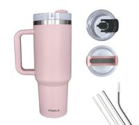 STARLA Gobelet isotherme avec paille et anse 1,2l grand, 2 couvercles, anti-fuite, gobelet isolant en acier inoxydable pour café à emporter, gobelet pour eau, gobelet pour boissons, gobelet de voyage