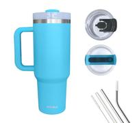 STARLA Gobelet isotherme avec paille et anse 1,2l grand, 2 couvercles, anti-fuite, gobelet isolant en acier inoxydable pour café à emporter, gobelet pour eau, gobelet pour boissons, gobelet de voyage